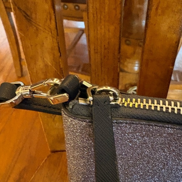 Kate Spade Lola Joeley Tinsel Shimmer Glitter Black Satchel Crossbody - Picture 3 of 11